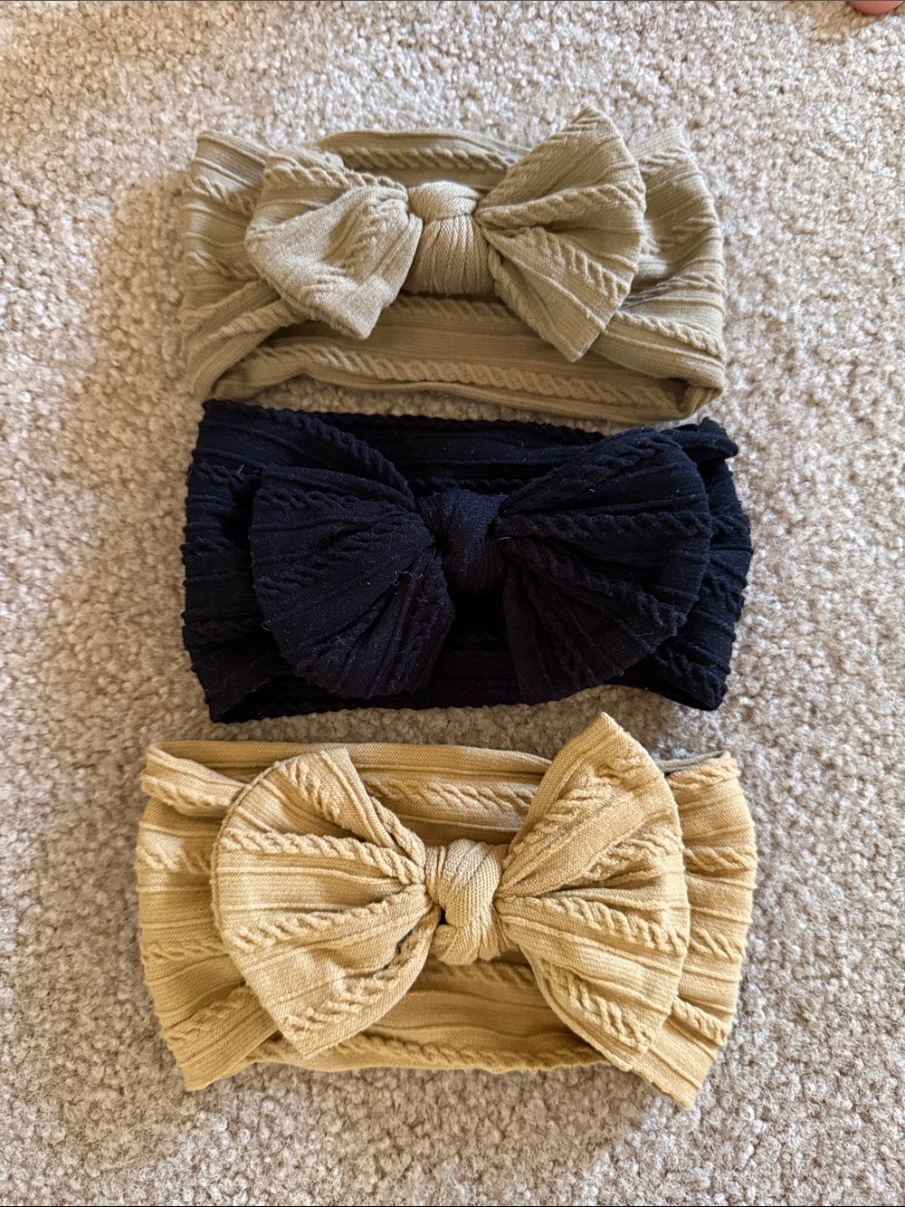 Knot Bow Headwrap Trio - Neutral & Black Baby Headbands